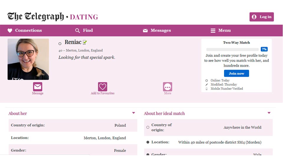 telegraph online dating login.